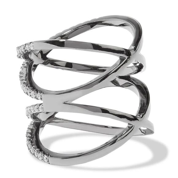 Noir Jewelry- Gunmetal-tone crystal ring - Picture 2 of 4